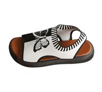 Uwdiohq Women's Wedge Sandals Flat For Women Open Toe Mesh Ankle Strappy Vacation Non Summer Shoes Ladies 2026 Fashion Go 600 Brilliancy Walking Womens Wide Fit Uk White Black 7.5