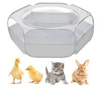 UWE Small Animal Playpen, Chicken Brooder Box with Cover Top, Portable Outdoor Exercise Pet Cage Tent, Waterproof Breathable Pet playpen Indoor for Chick Ktiien Bunny Hamster Guinea Pig, Grey