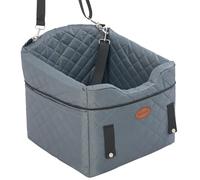 UWELL Pets Dog Car Seat with Loops Dog Booster Seat for All Seasons, Anti Slip Bottom Pet Travel Bed with Thick Pets Sofa Cushion and Storage Pockets for Small Pets（Grey）