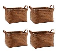 Uwenkjie woven storage basket、large wicker storage baskets、baskets for shelves、dirty clothes basket 4-piece set (size: 38x26x25)