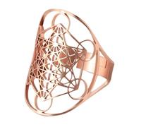 UWEOTYYY 7 Archangels Ring, Metatron's Cube Ring Hollowed Out Sacred Geometry for Men & Women Stainless Steel Oval, Metatron Cube, One Size, Rose Gold