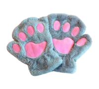 UWEOTYYY Furry Paws, Cat Paw Gloves Plush Thicken Cat Fingerless Gloves for Women Girls Cute Fursuit Feet Paws Skin Friendly Warm for Home Office Grey, Fingerless
