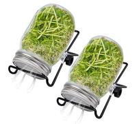 UWEOTYYY Sprouting Kit, Sprouting Jar 2 Sets Wide Mouth Seed Sprouter with Mesh Lid 16oz Kit with Adjustable Stand 4.92in Transparent Sprouts Growing for Beans Broccoli, Seeds