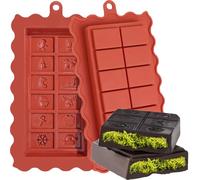 UWILLION Chocolate Bar Mold Silicone 1 Inch 2 Pcs Christmas Deep Dubai Chocolate Bar Molds with 20 Pcs Bags, Thick Bar Mould for Filling Knafeh Pistachio for Christmas Dinner