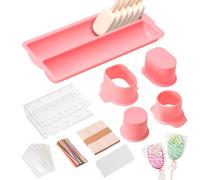 UwinVwin Cakesicle Cutter and Cake Pop Mold Set with Acrylic Stands, Tray, Sticks, Cellophane Bags & Ties - Complete Baking Kit for Home Party Wedding Desserts
