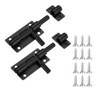 Uwiyo 2 Pack Door Lock Bolts, 304 Stainless Steel Gate Bolt Locks with Screws Door Latch Slide Bolts Lock for Bathroom Bedroom Shed Garden Toilet Yard Garage Gates (Black)