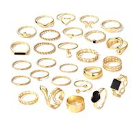 Uwiyo 27Pcs Vintage Gold Silver Knuckle Rings Set, Boho Gold Silver Knuckle Stacking Rings Snake Butterfly Heart Wave Twist Chain Finger Ring Mid Rings Jewelry for Women Teen Girls (Gold)