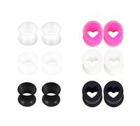 Uwiyo 6 Pair Silicone Ear Plugs Tunnels, 3-25mm Silicone Double Flared Flexible Flesh Tunnel Plugs Ear Plug Expander Ear StretcherBody Piercing Jewellery for Men Women (Heart, 14mm)