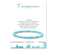 Uwiyo Beaded Bracelets for Women, 4mm Crystal Bracelet with Silver Beads Elastic Natural Stone Bracelet Yoga Gemstone Stone Bracelets for Women Girls for Birthday Christmas (Turquoise)