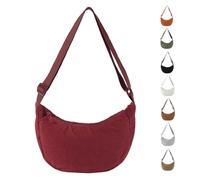 Uwiyo Crescent Bag for Women, Corduroy Dumpling Bag Hobos Crossbody Bags Portable Crescent Cross Body Bags for Women Girls for Daily Use (Burgundy)