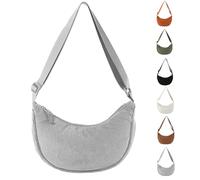 Uwiyo Crescent Bag for Women, Corduroy Dumpling Bag Hobos Crossbody Bags Portable Crescent Cross Body Bags for Women Girls for Daily Use (Grey)