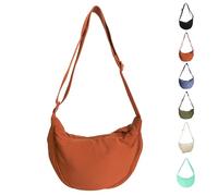 Uwiyo Crescent Bag for Women, Nylon Dumpling Bag Hobos Crossbody Bag Portable Crescent Bag Chest Bag Shoulder Bag with Adjustable Strap, Black/Blue/Green/Purple/Beige/Orange (Orange)