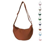 Uwiyo Crescent Bag for Women, Nylon Dumpling Bag Hobos Crossbody Bag Portable Crescent Bag Chest Bag Shoulder Bag with Adjustable Strap for Daily Use (Brown)