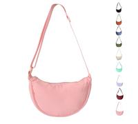 Uwiyo Crescent Bag for Women, Nylon Dumpling Bag Hobos Crossbody Bag Portable Crescent Bag Chest Bag Shoulder Bag with Adjustable Strap for Daily Use (Pink)