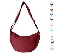 Uwiyo Crescent Bag for Women, Nylon Dumpling Bag Hobos Crossbody Bag Portable Crescent Bag Chest Bag Shoulder Bag with Adjustable Strap for Daily Use (Burgundy)