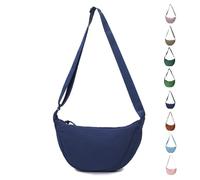 Uwiyo Crescent Bag for Women, Nylon Dumpling Bag Hobos Crossbody Bag Portable Crescent Bag Chest Bag Shoulder Bag with Adjustable Strap for Daily Use (Navy)