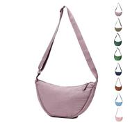 Uwiyo Crescent Bag for Women, Nylon Dumpling Bag Hobos Crossbody Bag Portable Crescent Bag Chest Bag Shoulder Bag with Adjustable Strap for Daily Use (Taro Purple)