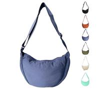 Uwiyo Crescent Bag for Women, Nylon Dumpling Bag Hobos Crossbody Bag Portable Crescent Bag Chest Bag Shoulder Bag with Adjustable Strap, Black/Blue/Green/Purple/Beige/Orange (Blue)