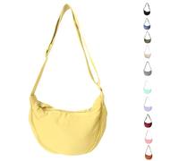 Uwiyo Crescent Bag for Women, Nylon Dumpling Bag Hobos Crossbody Bag Portable Crescent Bag Chest Bag Shoulder Bag with Adjustable Strap for Daily Use (Light Yellow)