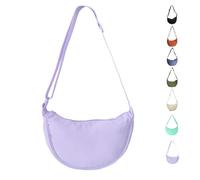 Uwiyo Crescent Bag for Women, Nylon Dumpling Bag Hobos Crossbody Bag Portable Crescent Bag Chest Bag Shoulder Bag with Adjustable Strap, Black/Blue/Green/Purple/Beige/Orange (Purple)