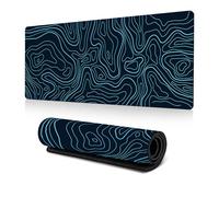 Uwiyo Large Gaming Mouse Pad, XL Mouse Pad 31.5 x 11.8 Inch Gaming Mouses Mat with Anti-Slip Rubber Base Stitched Edges Keyboard Mouses Mat Desk Pad for Gamings Office Work (Black-Blue)