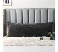 uwkcy Velvet Body Pillow Cover/Case with Hidden Zipper, Zippered Body Pillowcase (Charcoal Grey, 20x54 inch,1-Piece)