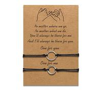 uwows 2pcs Couple Bracelets String Rope Promise Long Distance Matching Bracelet Jewelry Gift for Valentine's Day,Anniversary (Rings)