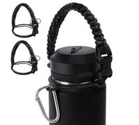 UWSTE 2Pcs Paracord Handle Compatible with YETI Rambler 64oz, Water Bottle Handle Strap Assembled with Safety Ring and Carabiner for Hiking