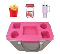 Uwyriwooq Bogg Bag Accessories, Original Large Tote Bag Topper Tray, Rubber Beach Bag Snack Tray-Drink＆Cup Holder, EVA Organizer and Divider, Rose Red, Beach Bag Accessories