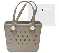 Uwyriwooq Rubber Beach Bag, Original Small Beach Tote Bag for Women, EVA Beach Bag Waterproof Sandproof, Apricot, S, Beach Bag