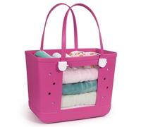 Uwyriwooq Rubber Beach Bag, Original Small Beach Tote Bag for Women, EVA Beach Bag Waterproof Sandproof, Rose Red, XL