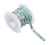 uxcell 0.3" x 3 Yard Rhinestone Ribbon, Self-Adhesive Crystal Rhinestone Strips Diamond Glass Bling Sticker Tape Roll Trim for Bedazzling DIY Crafts Clothes Wedding Party, Lake Blue