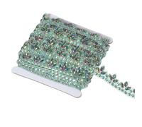 uxcell 0.7" x 6 Yard Rhinestone Ribbon, Self-Adhesive Crystal Rhinestone Strips Diamond Glass Bling Sticker Tape Roll Trim for Bedazzling DIY Crafts Clothes Wedding Party, AB Green