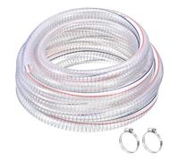 uxcell 1-1/4" ID x 25 Ft PVC Tube Steel Wire Reinforced Tubing Flexible Vinyl Hose Pipe Clear Suction Chemical Resistant Thick Tubing