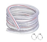 uxcell 1-1/4" ID x 5 Ft PVC Tube Steel Wire Reinforced Tubing Flexible Vinyl Hose Pipe Clear Suction Chemical Resistant Thick Tubing