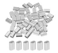uxcell 1/16" 1.5mm Aluminum Crimping Loop Sleeve Double Ferrule for Wire Rope Cable Line End, Silver 50pcs