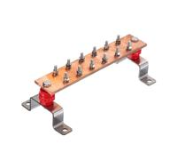 uxcell 1 Set Wall Mounted 10" x 2" x 1/4" Copper Ground Bar with 12 Terminal Positions Ground Bar Kits