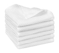 Uxcell 100% Cotton Dish Clothes, Double-Sided Waffle Weave Kitchen Towels, Absorbent Kitchen Dish Cloths, 35 x 35 Cm, 6 Pack White Pack of 6