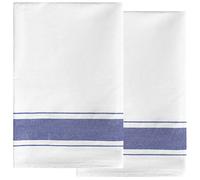 Uxcell 100% Cotton Tea Towels Pack of 2 - Large Super Absorbent Kitchen Towels - Lint Free for Dishes & Home Cleaning, Blue 50cm x 70cm