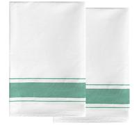 Uxcell 100% Cotton Tea Towels Pack of 2 - Large Super Absorbent Kitchen Towels - Lint Free for Dishes & Home Cleaning, Green 50cm x 70cm