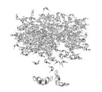 uxcell 1000Pcs Open Bead Tips Knot Covers, 1mm Metal Clamshell Crimp Fold-Over Calotte Ends Caps for Jewelry Making DIY Crafts, Silver