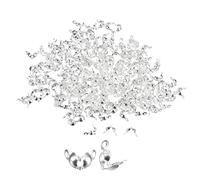 uxcell 1000Pcs Open Bead Tips Knot Covers, 1mm Metal Clamshell Crimp Fold-Over Calotte Ends Caps for Jewelry Making DIY Crafts, Silver White