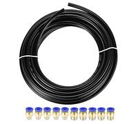 Uxcell 10M Polyurethane Air Hose Tubing Kit with 10 Pcs Fittings (Black, 8mm OD, 5mm ID, 32.8FT, 1 MPa, 0-60°C, Hardware Tubing Kit, 1 Piece)