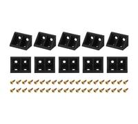 uxcell 10Pcs 90 Degree Plastic Corner Braces, 33x19x19mm Nylon Shelf Right Angle Brackets with Screws for Cabinets, Cupboards (Black)