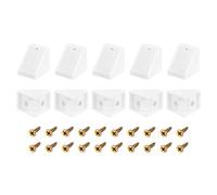 uxcell 10Pcs 90 Degree Plastic Corner Braces with Cover Cap, 17.5x20x20mm Nylon Shelf Right Angle Brackets with Screws for Cabinets, Cupboards (White)