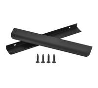 Uxcell 10pcs Finger Pulls for Cabinets, Matte Black Edge Drawer Pulls Cabinet Finger Pull 192mm/7.6in Hole Center,Furniture Drawer Handles Hidden Cabinet Handle