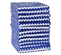Uxcell 12 Pack Wave Pattern Microfibre Cleaning Cloths, Ultra Absorbent Lint Free Towels for Kitchen, Reusable Streak-Free Glass & Surface Rags Dark Blue 30cm x 30cm