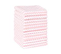 Uxcell 12 Pack Wave Pattern Microfibre Cleaning Cloths, Ultra Absorbent Lint Free Towels for Kitchen, Reusable Streak-Free Glass & Surface Rags Pink 30cm x 30cm