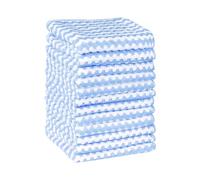 Uxcell 12 Pack Wave Pattern Microfibre Cleaning Cloths, Ultra Absorbent Lint Free Towels for Kitchen, Reusable Streak-Free Glass & Surface Rags Blue 25cm x 25cm