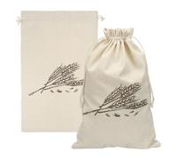 uxcell 2 Pack Reusable Bread Bags, 17.7 x 11.8" Linen Bread Storage for Homemade Sourdough Beeswax Food Drawstring Closure, Wheat Print